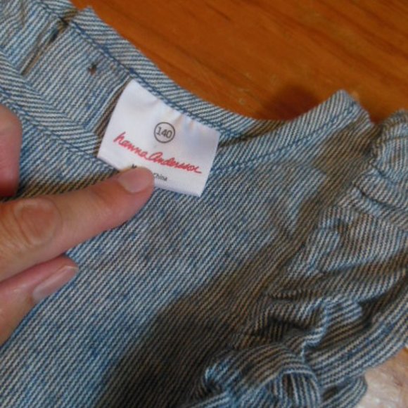 HANNA ANDERSSON 140 Blue Stripe Ruffle Top - Picture 6 of 8